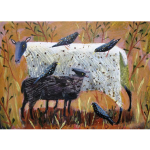 2595X Black Lamb and Starlings by Mary Sumner