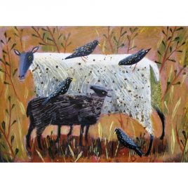 2595X Black Lamb and Starlings by Mary Sumner